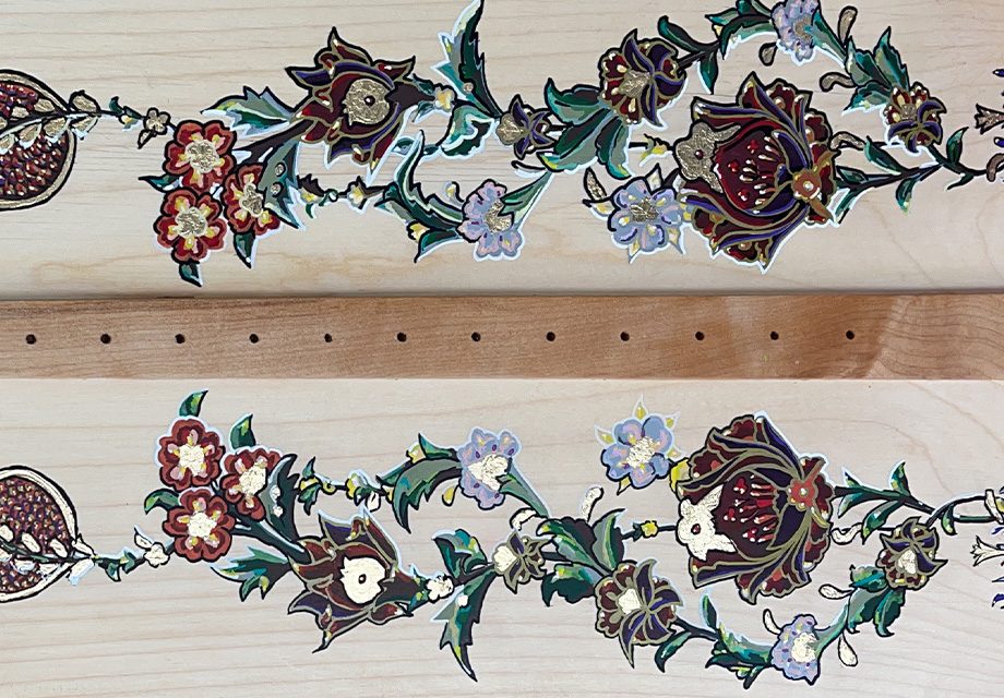 Custom decoration detail: carving, gold leaf or soundboard painting