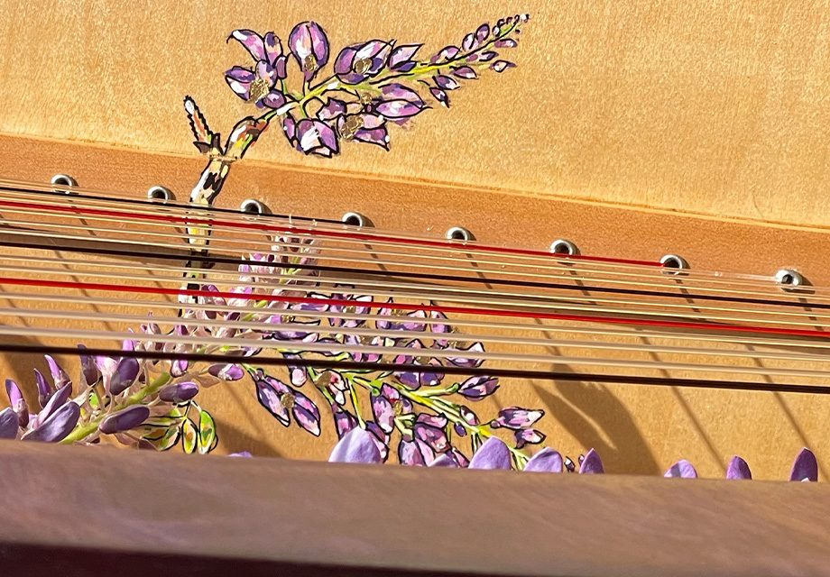 Custom decoration detail: carving, gold leaf or soundboard painting