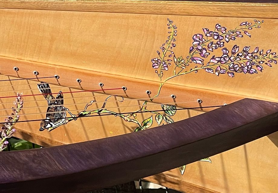 Custom decoration detail: carving, gold leaf or soundboard painting